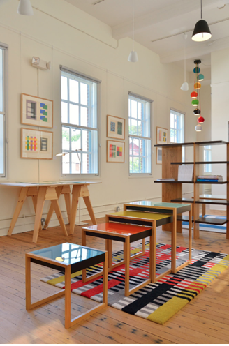 JOSEF ALBERS NESTING TABLES & ANNI ALBERS RUG. MIKE YAMIN